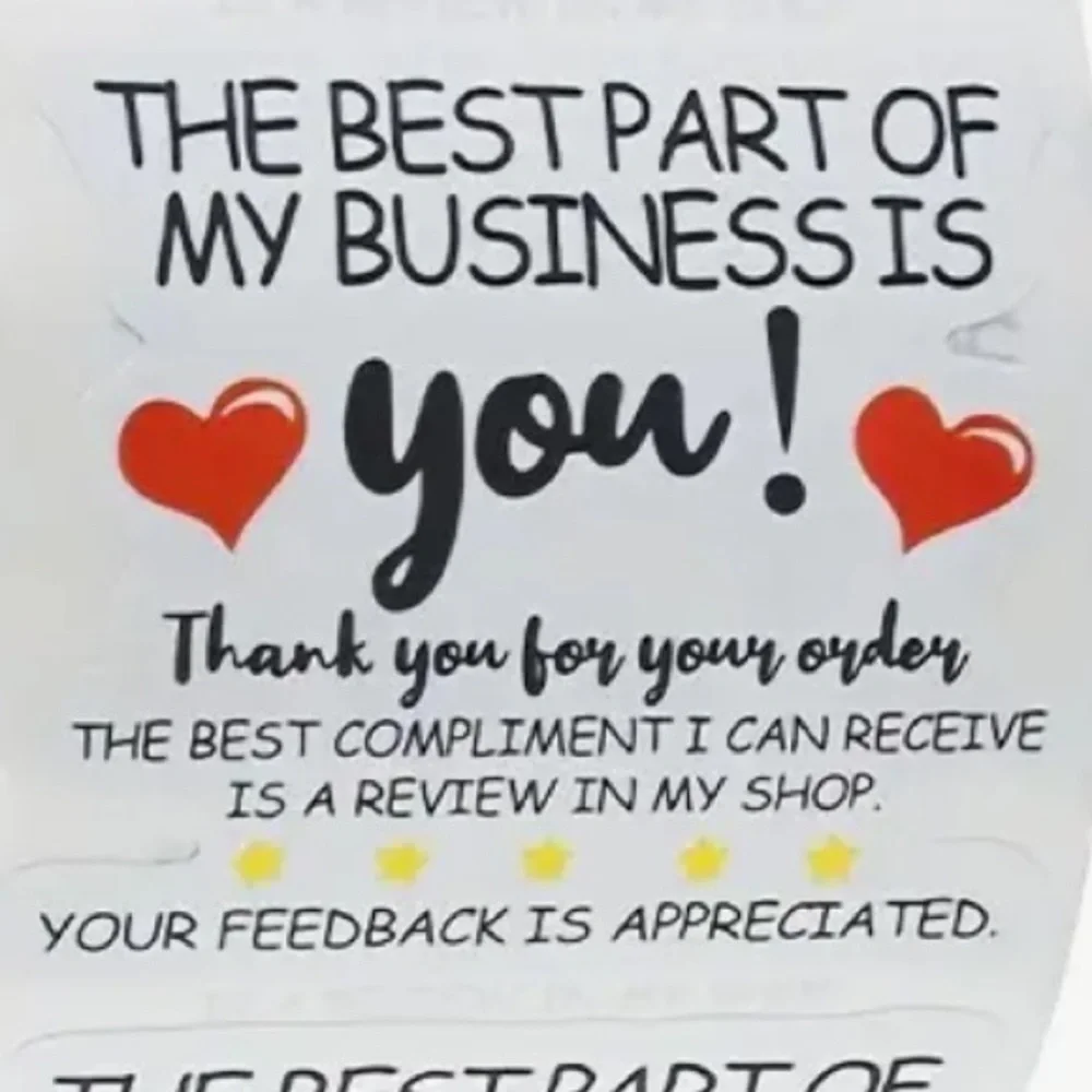 500 Heart Design Thank You Business Stickers